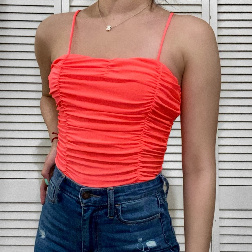 Neon ruched bodysuit